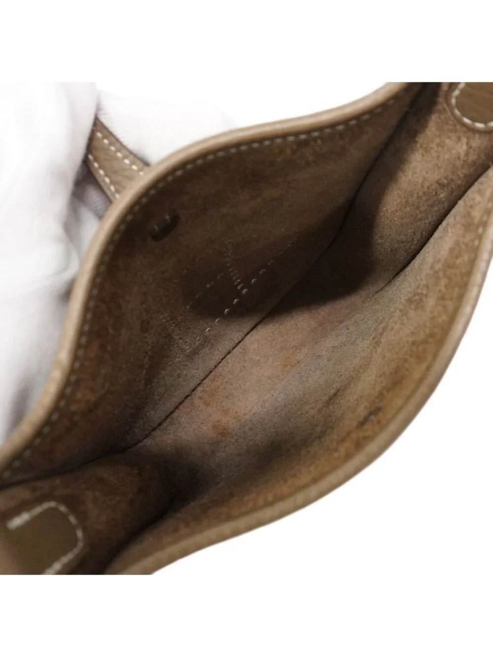 Hermes Shoulder Bag Evelyne TPM Taurillon Clemence Etoupe Silver